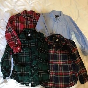 Lot of 4 Plaid Shirts - Red, Green, Blue
